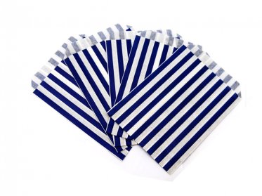 Blue Candy Striped Paper Bag